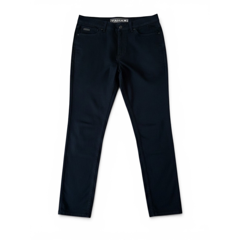 Tahari Mens Black Relaxed Fit 5-Pocket Stretch Pants Trousers 34x32 Cotton Blend